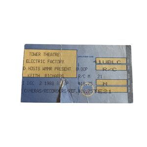 KEITH RICHARDS & THE‎ X-PENSIVE WINOS TOWER THEATRE DEC 2 1988 Ticket Stub